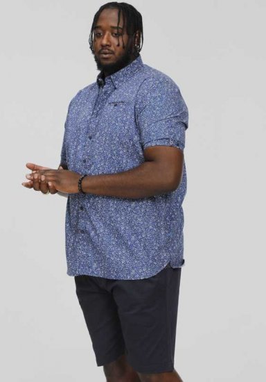 D555 KYLE S/S Micro AO Print Shirt Blue - Krekli - Krekli - 2XL-8XL