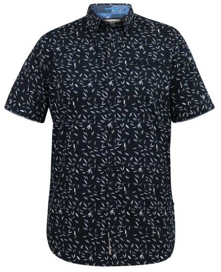 D555 BEAU S/S AO Leaf Print Shirt Navy - Krekli - Krekli - 2XL-8XL