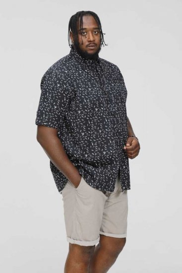 D555 BEAU S/S AO Leaf Print Shirt Navy - Krekli - Krekli - 2XL-8XL