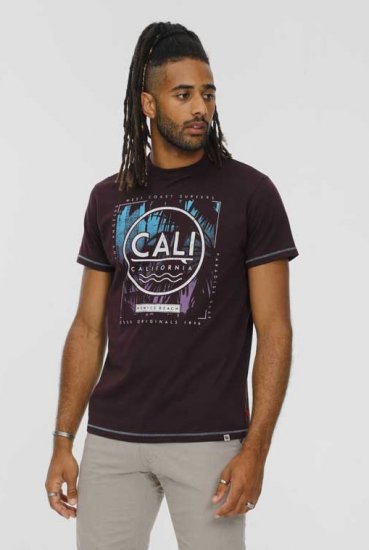 D555 NOVA Cali Surf Printed Crew Neck T-Shirt Plum - T-krekli - T-krekli - 2XL-14XL