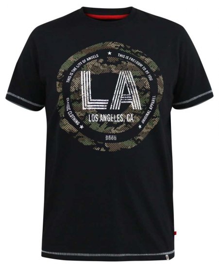 D555 BENNY LA Camo Printed Crew Neck T-Shirt Black - T-krekli - T-krekli - 2XL-14XL