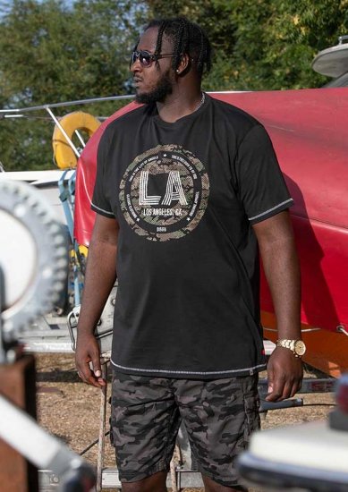 D555 BENNY LA Camo Printed Crew Neck T-Shirt Black - T-krekli - T-krekli - 2XL-14XL