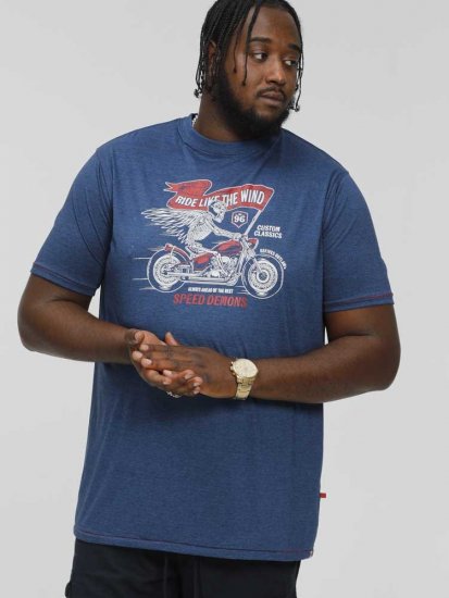 D555 BRADFORD Skeleton Biker Printed T-Shirt Navy - T-krekli - T-krekli - 2XL-14XL