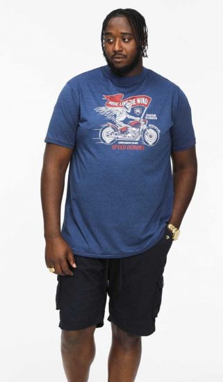 D555 BRADFORD Skeleton Biker Printed T-Shirt Navy - T-krekli - T-krekli - 2XL-14XL