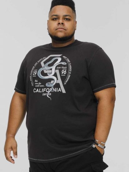 D555 CORTEX California Snake Printed Crew Neck T-Shirt Washed Black - T-krekli - T-krekli - 2XL-14XL