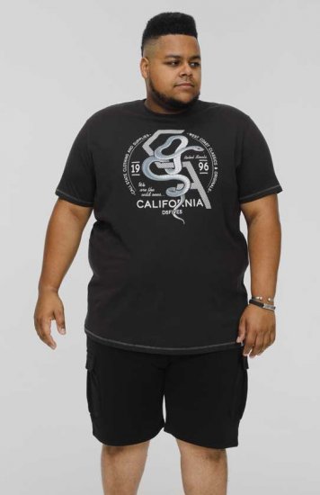 D555 CORTEX California Snake Printed Crew Neck T-Shirt Washed Black - T-krekli - T-krekli - 2XL-14XL