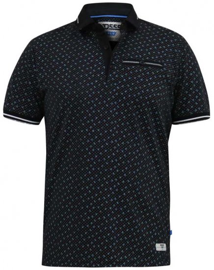D555 WILSON AO Printed Polo Shirt Black - Polo krekli - Polo krekli - 2XL-8XL