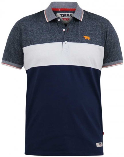 D555 EMERSON Cut And Sew Polo With Jacquard Collar Navy - Polo krekli - Polo krekli - 2XL-8XL