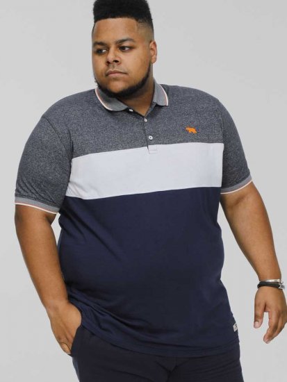 D555 EMERSON Cut And Sew Polo With Jacquard Collar Navy - Polo krekli - Polo krekli - 2XL-8XL
