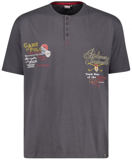 Adamo Dundee Printed Serafino T-shirt Charcoal - T-krekli - T-krekli - 2XL-14XL