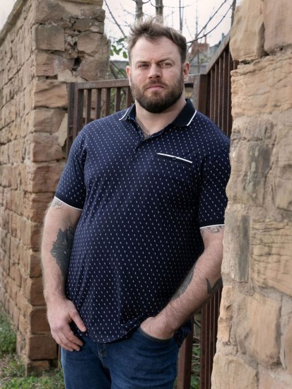 D555 Reid AOP Polo With Jacquard Collar, Pocket And Cuffs Tumši zila - Polo krekli - Polo krekli - 2XL-8XL