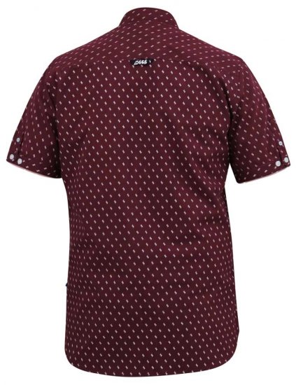 D555 DUNSTABLE S/S Micro AO Print Shirt Burgundy - Krekli - Krekli - 2XL-8XL