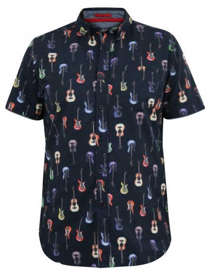 D555 BARRATT Guitar AO Printed Button Down Collar S/S Shirt - Krekli - Krekli - 2XL-8XL