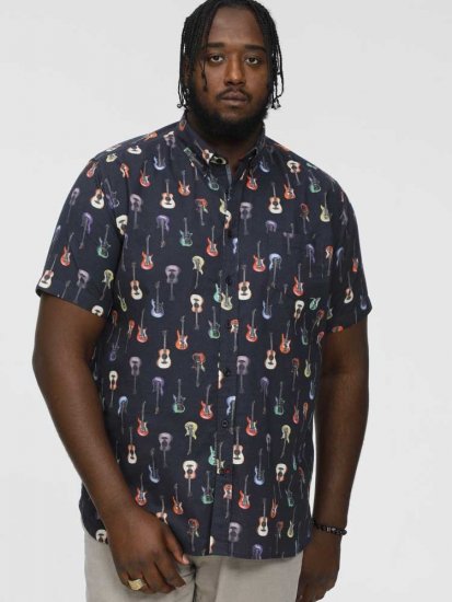 D555 BARRATT Guitar AO Printed Button Down Collar S/S Shirt - Krekli - Krekli - 2XL-8XL