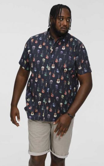 D555 BARRATT Guitar AO Printed Button Down Collar S/S Shirt - Krekli - Krekli - 2XL-8XL
