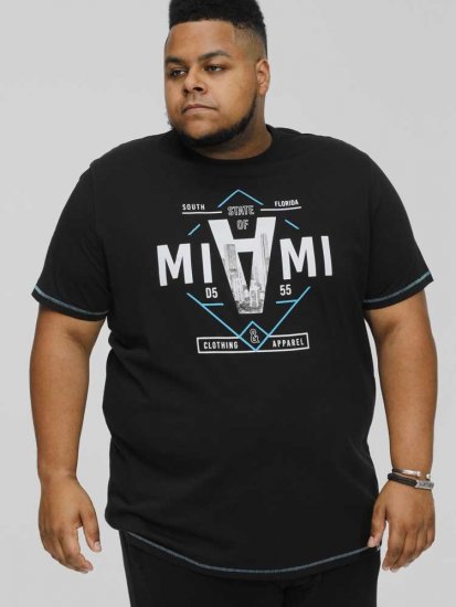 D555 BINGHAM State Of Miami Printed Crew Neck T-Shirt Black - T-krekli - T-krekli - 2XL-14XL