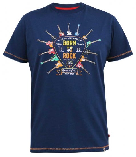 D555 COLIN Born To Rock Printed Crew Neck T-Shirt French Navy - T-krekli - T-krekli - 2XL-14XL