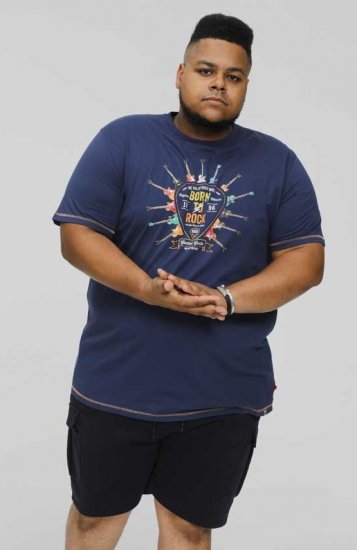 D555 COLIN Born To Rock Printed Crew Neck T-Shirt French Navy - T-krekli - T-krekli - 2XL-14XL