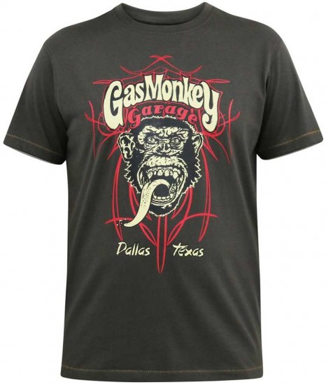 D555 DALLAS Official Gas Monkey Printed Crew Neck T-Shirt Khaki - T-krekli - T-krekli - 2XL-14XL