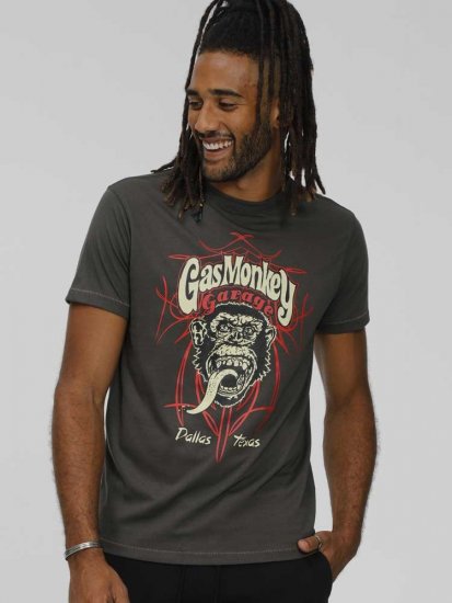 D555 DALLAS Official Gas Monkey Printed Crew Neck T-Shirt Khaki - T-krekli - T-krekli - 2XL-14XL