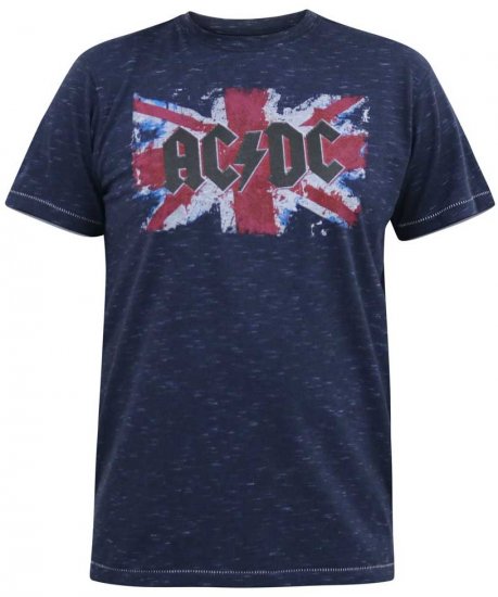 D555 DENNIS Official AC/DC Printed Crew Neck T-Shirt Navy Reno - T-krekli - T-krekli - 2XL-14XL