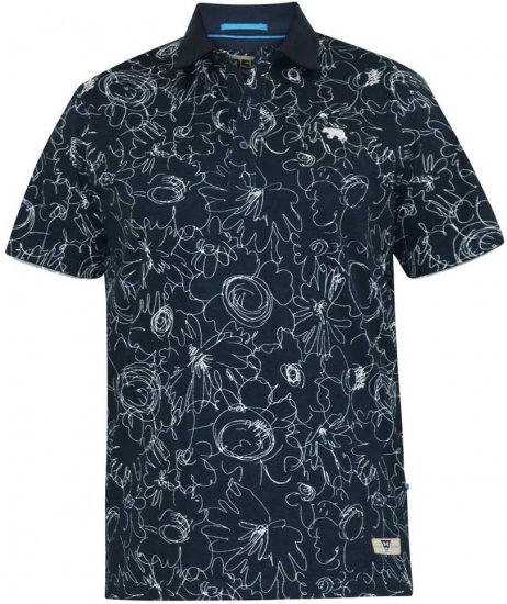 D555 ROLAND Printed Polo Shirt Navy - Polo krekli - Polo krekli - 2XL-8XL