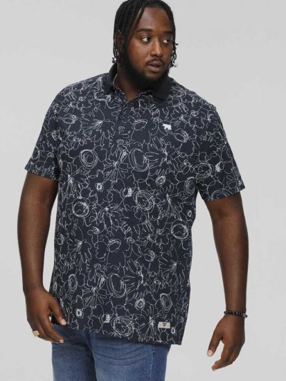 D555 ROLAND Printed Polo Shirt Navy - Polo krekli - Polo krekli - 2XL-8XL