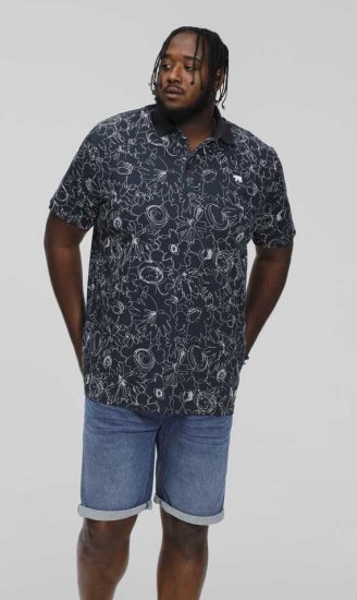 D555 ROLAND Printed Polo Shirt Navy - Polo krekli - Polo krekli - 2XL-8XL