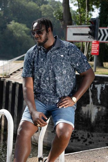 D555 ROLAND Printed Polo Shirt Navy - Polo krekli - Polo krekli - 2XL-8XL