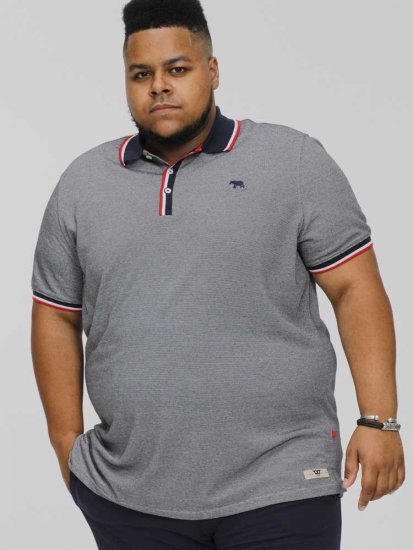 D555 BAYTON 2 Fine Stripe Jersey Polo Grey - Polo krekli - Polo krekli - 2XL-8XL