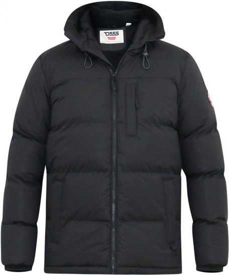 D555 DOMENIC Quilted Puffer Jacket With Half Micro Fleece Lining And Hood Black - Jakas & Lietus apģērbs - Jakas - 2XL-12XL