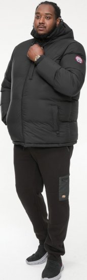 D555 DOMENIC Quilted Puffer Jacket With Half Micro Fleece Lining And Hood Black - Jakas & Lietus apģērbs - Jakas - 2XL-12XL