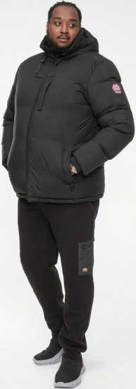 D555 DOMENIC Quilted Puffer Jacket With Half Micro Fleece Lining And Hood Black - Jakas & Lietus apģērbs - Jakas - 2XL-12XL