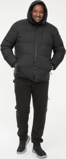 D555 DOMENIC Quilted Puffer Jacket With Half Micro Fleece Lining And Hood Black - Jakas & Lietus apģērbs - Jakas - 2XL-12XL