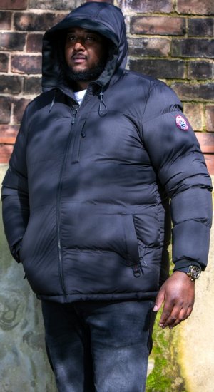 D555 DOMENIC Quilted Puffer Jacket With Half Micro Fleece Lining And Hood Black - Jakas & Lietus apģērbs - Jakas - 2XL-12XL