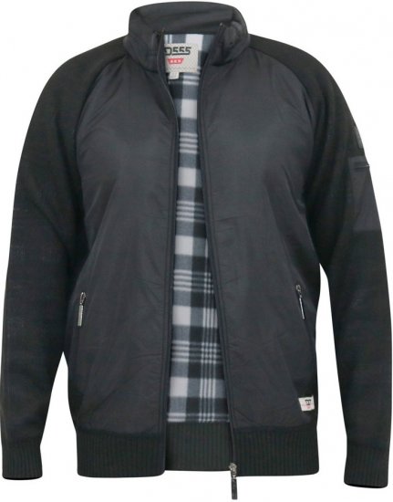 D555 MARSDEN Hybrid Knitted Jacket With Bonded Fleece Lining Black - Jakas & Lietus apģērbs - Jakas - 2XL-12XL