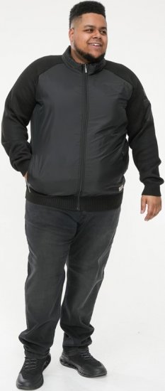 D555 MARSDEN Hybrid Knitted Jacket With Bonded Fleece Lining Black - Jakas & Lietus apģērbs - Jakas - 2XL-12XL