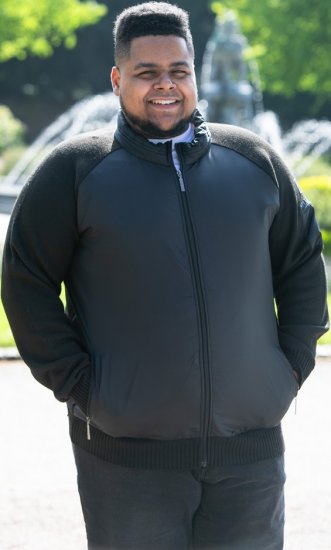 D555 MARSDEN Hybrid Knitted Jacket With Bonded Fleece Lining Black - Jakas & Lietus apģērbs - Jakas - 2XL-12XL
