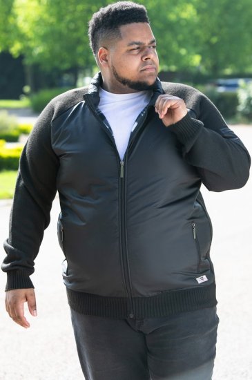 D555 MARSDEN Hybrid Knitted Jacket With Bonded Fleece Lining Black - Jakas & Lietus apģērbs - Jakas - 2XL-12XL