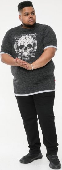 D555 DARREN Skull Printed T-Shirt With Double Layer On Hem & Cuff Black Reno - T-krekli - T-krekli - 2XL-14XL