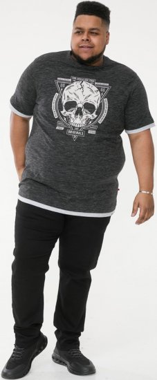 D555 DARREN Skull Printed T-Shirt With Double Layer On Hem & Cuff Black Reno - T-krekli - T-krekli - 2XL-14XL