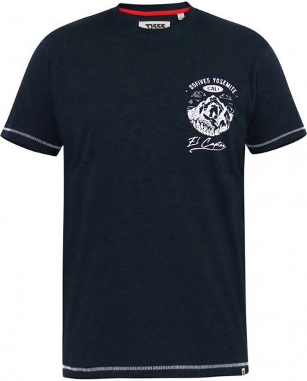 D555 GRAHAM YOSEMITE Chest And Back Printed Crew Neck T-Shirt Navy - T-krekli - T-krekli - 2XL-14XL