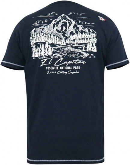 D555 GRAHAM YOSEMITE Chest And Back Printed Crew Neck T-Shirt Navy - T-krekli - T-krekli - 2XL-14XL