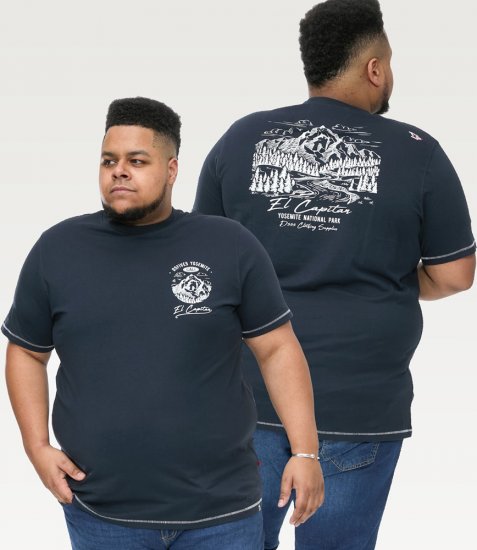 D555 GRAHAM YOSEMITE Chest And Back Printed Crew Neck T-Shirt Navy - T-krekli - T-krekli - 2XL-14XL