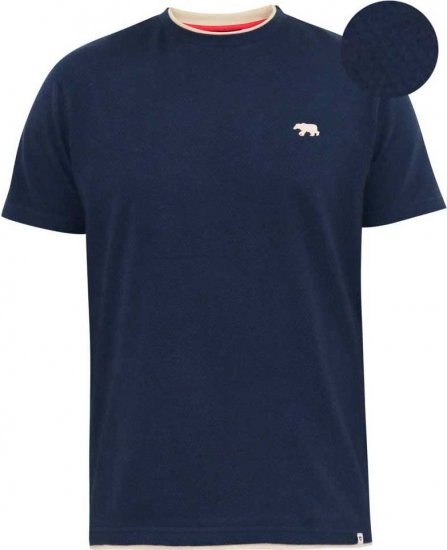D555 SANDFORD Double Layer On Neck Ribs And Hem Waffle Textured T-Shirt Navy - T-krekli - T-krekli - 2XL-14XL
