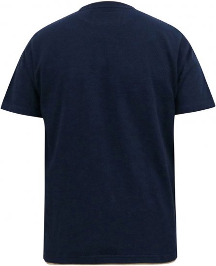 D555 SANDFORD Double Layer On Neck Ribs And Hem Waffle Textured T-Shirt Navy - T-krekli - T-krekli - 2XL-14XL