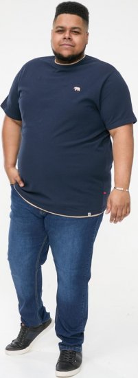 D555 SANDFORD Double Layer On Neck Ribs And Hem Waffle Textured T-Shirt Navy - T-krekli - T-krekli - 2XL-14XL