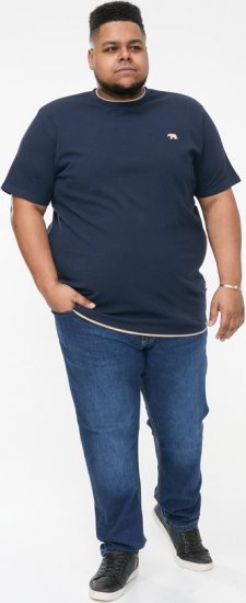 D555 SANDFORD Double Layer On Neck Ribs And Hem Waffle Textured T-Shirt Navy - T-krekli - T-krekli - 2XL-14XL
