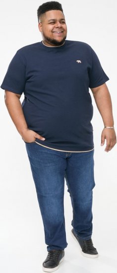 D555 SANDFORD Double Layer On Neck Ribs And Hem Waffle Textured T-Shirt Navy - T-krekli - T-krekli - 2XL-14XL
