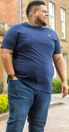 D555 ORSTON Reno Fabric Crew Neck T-Shirt With Chest Embroidery Blue Reno - T-krekli - T-krekli - 2XL-14XL